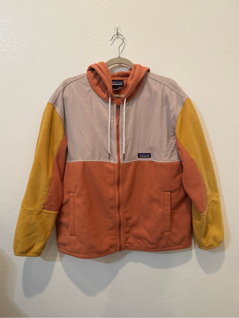 Patagonia Women’s Microdini Hoody Fleece Sienna Clay Colorblock XL